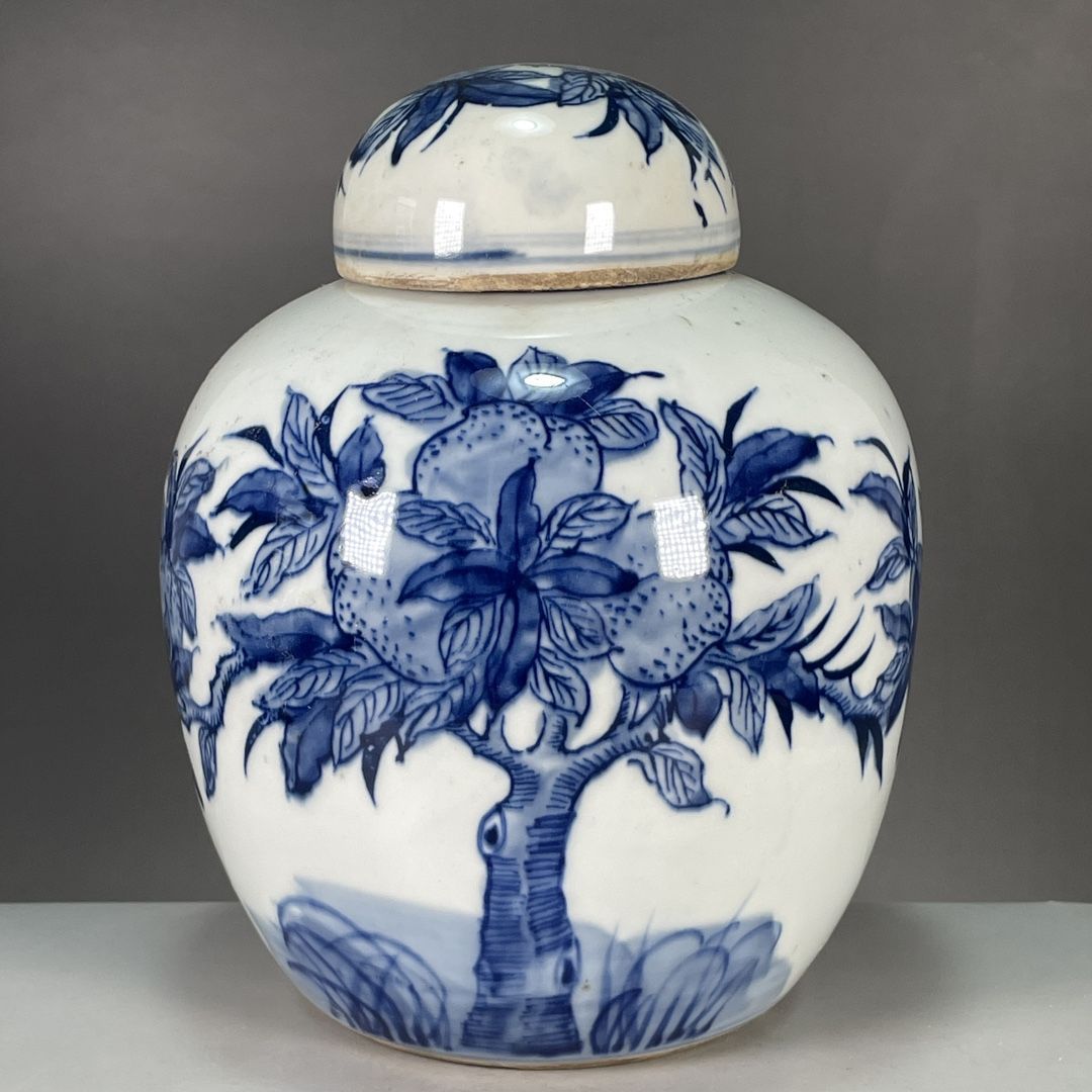 Vintage Collectible Pottery - Vintage Qing Kangxi Blue White Lidded