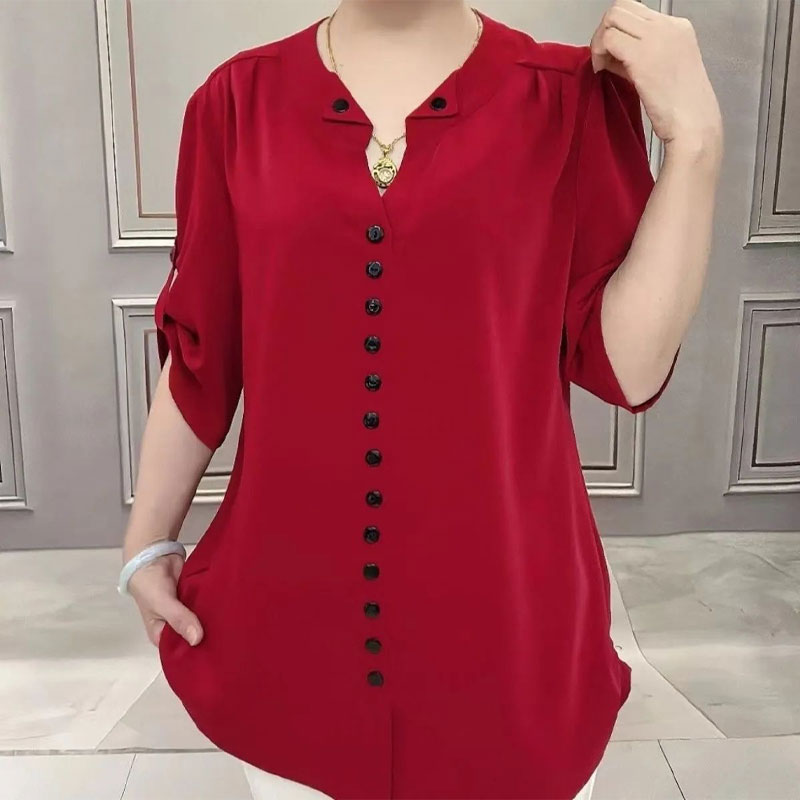 Basic Loose V-Neck Blouse Comm - Vintage Collectible Buttons 리뷰 및 가격