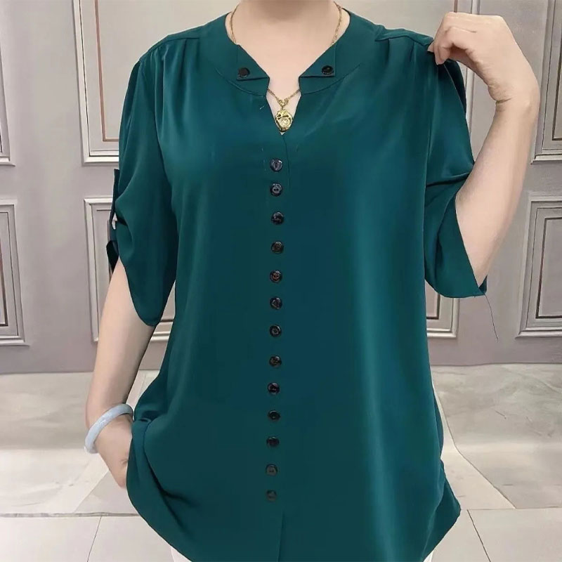 Basic Loose V-Neck Blouse Comm - Vintage Collectible Buttons 리뷰 및 가격