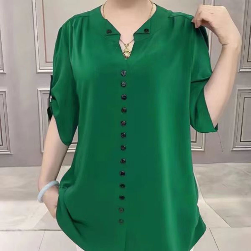 Basic Loose V-Neck Blouse Comm - Vintage Collectible Buttons 리뷰 및 가격