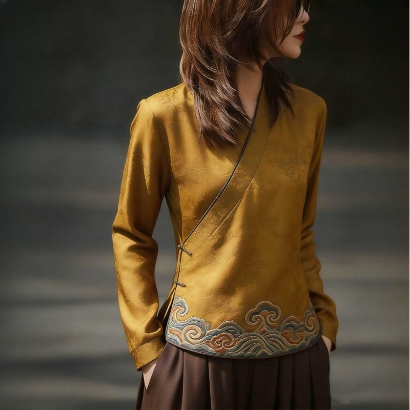 Chinese Style Women's Blouses  - Vintage Collectible Buttons 리뷰 및 가격