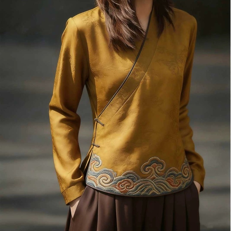 Chinese Style Women's Blouses  - Vintage Collectible Buttons 리뷰 및 가격