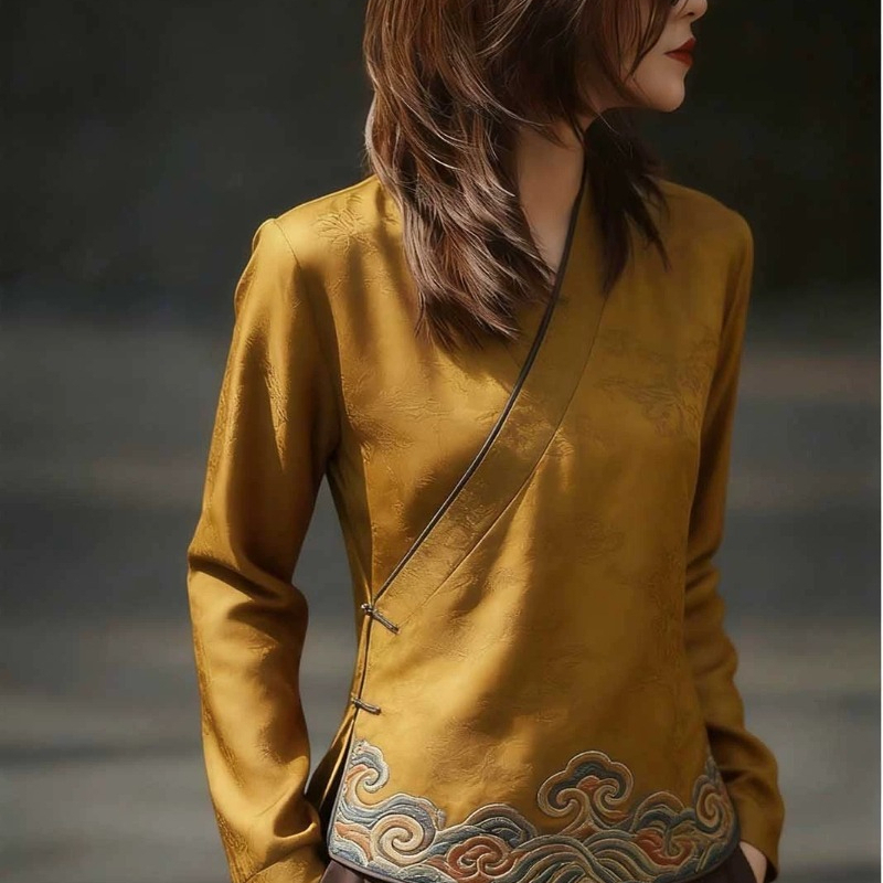 Chinese Style Women's Blouses  - Vintage Collectible Buttons 리뷰 및 가격