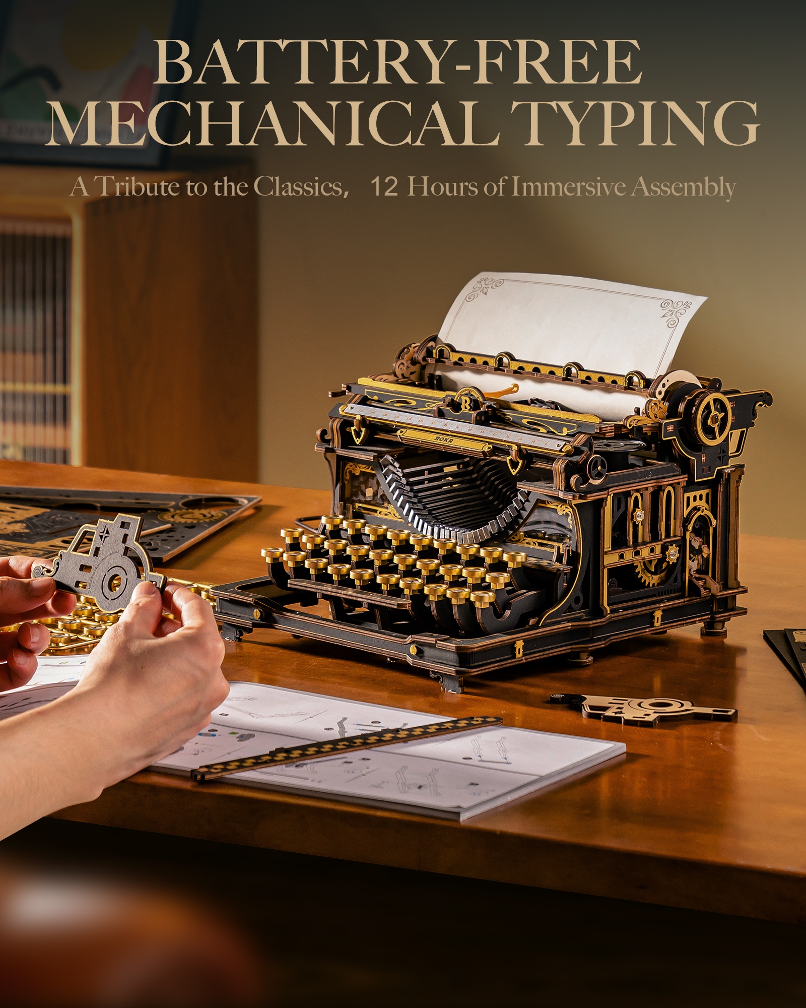 ROKR 3D Wooden Typewriter Puzz - Vintage And Collectible Toys 리뷰 및 가격