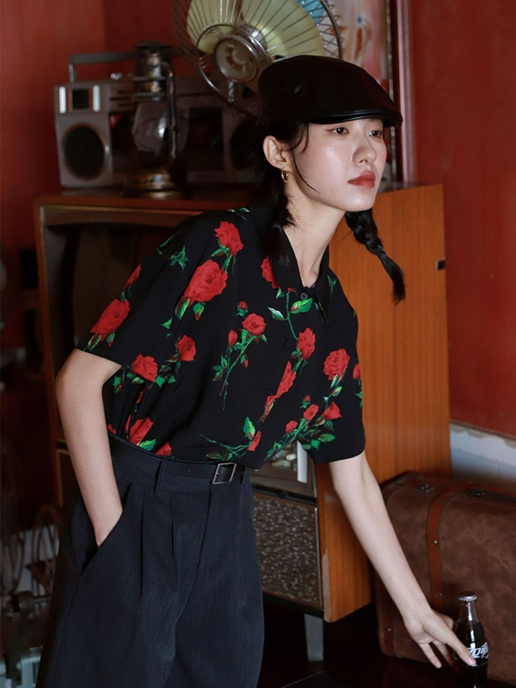 Vintage Short Sleeve Rose Prin - Vintage Collectible Buttons 리뷰 및 가격