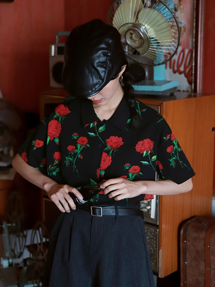 Vintage Short Sleeve Rose Prin - Vintage Collectible Buttons 리뷰 및 가격