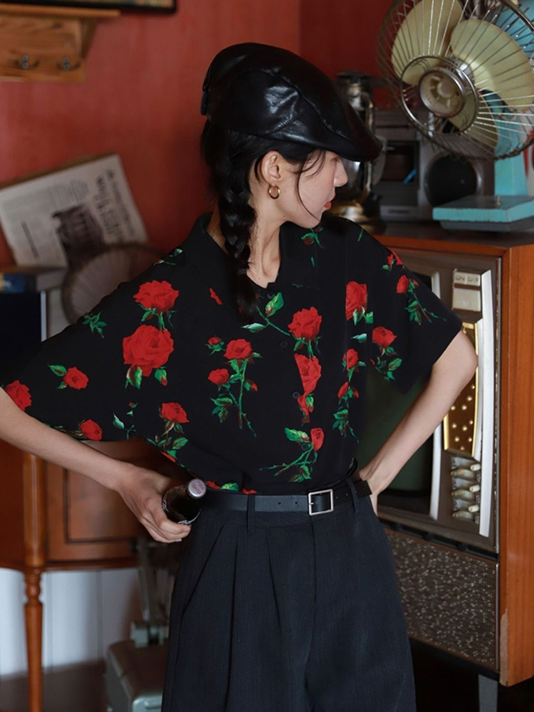 Vintage Short Sleeve Rose Prin - Vintage Collectible Buttons 리뷰 및 가격