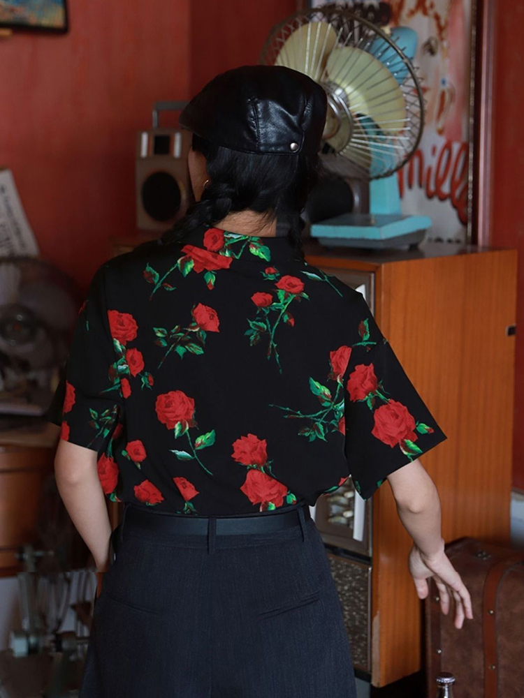 Vintage Short Sleeve Rose Prin - Vintage Collectible Buttons 리뷰 및 가격